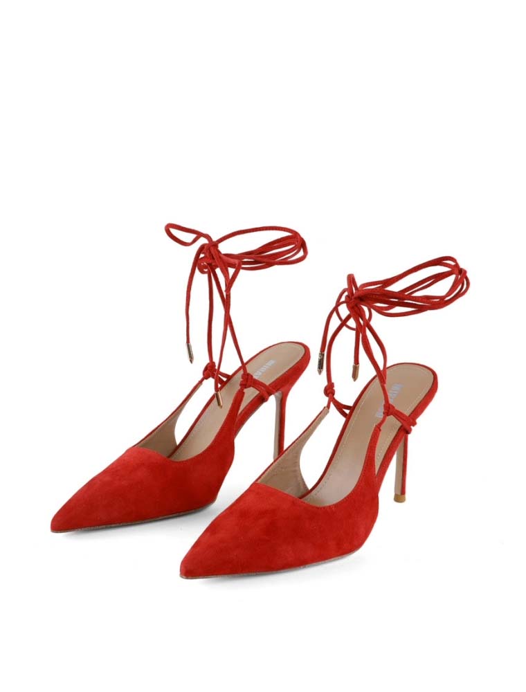 Women's Lace-Up Pointy Toe Pumps, Red
