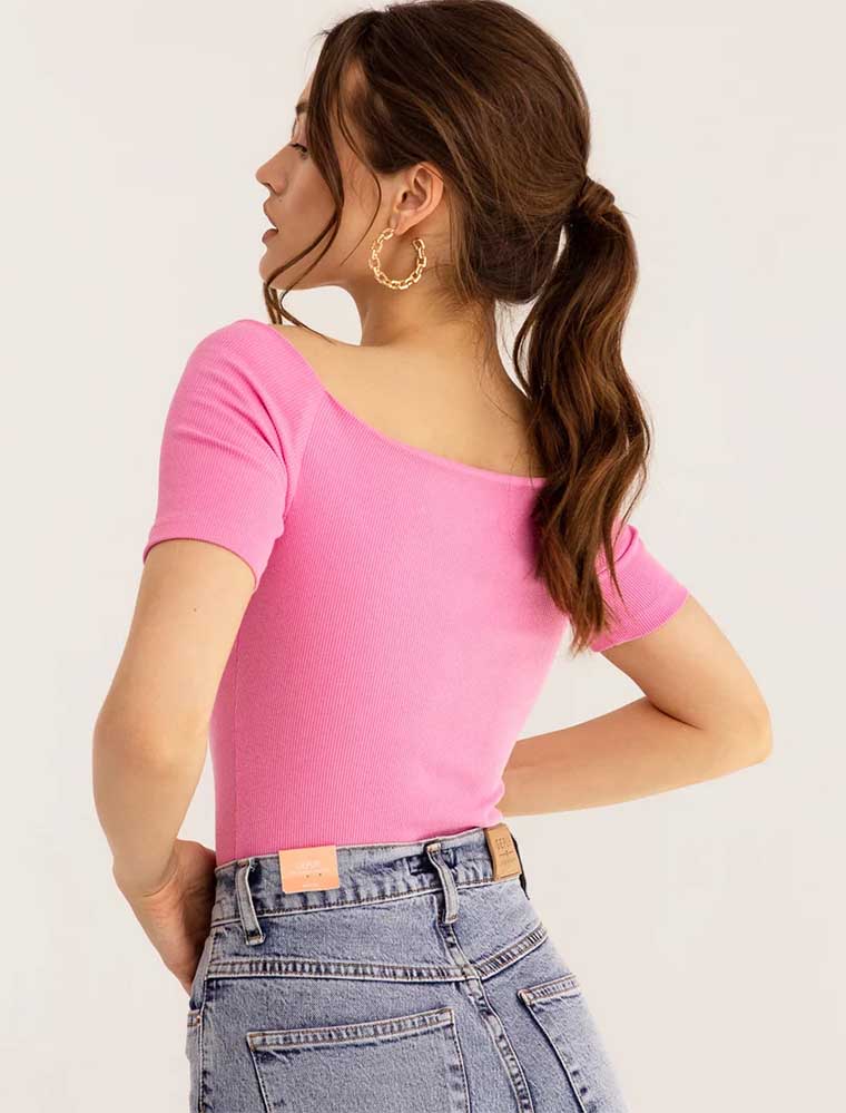 Off The Shoulder Bodysuit, Pink