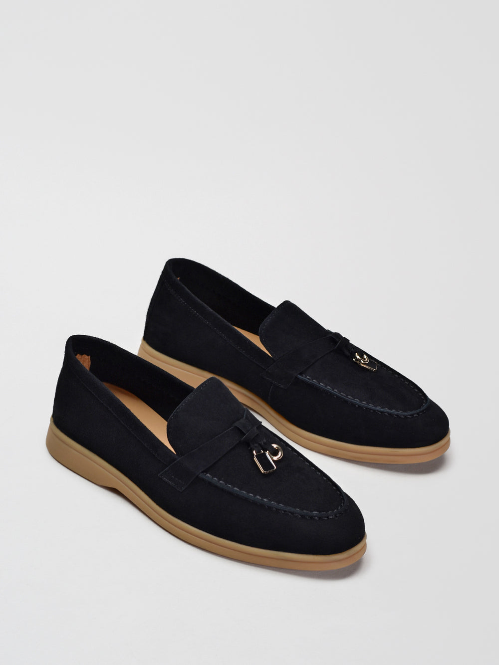 Classic Suede Loafers with Tassels, Black
