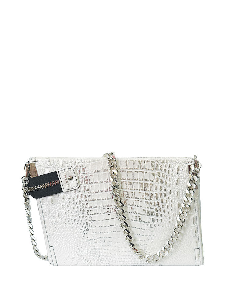 Emerald Crossbody Expended Purse, Pearl White
