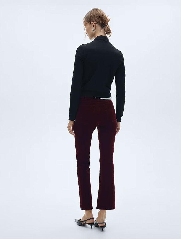 Full Length Flared Corduroy Pants, Burgundy