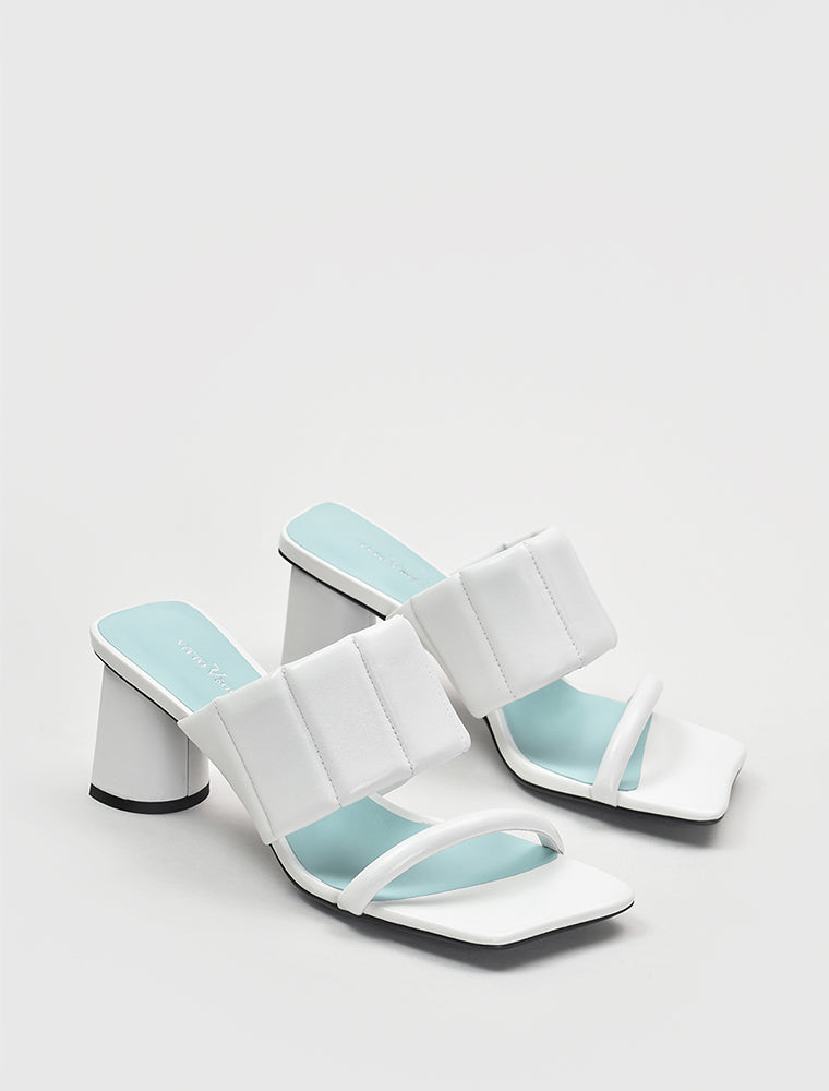 Modern Style Geometrical Cut Sandals, White
