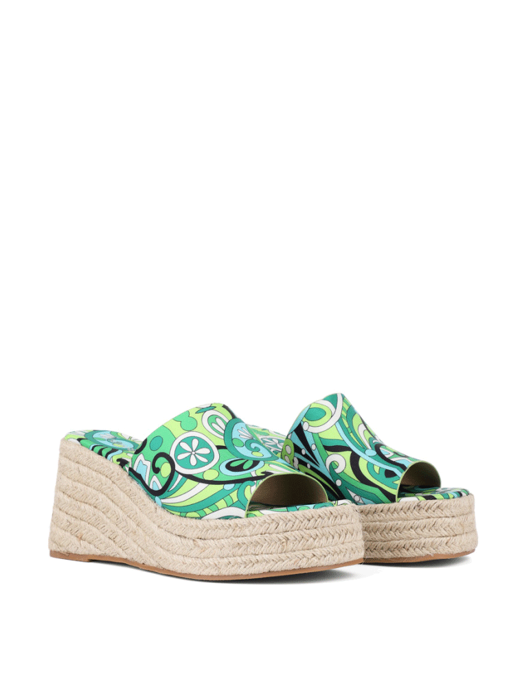 Psychedelic Wedge Sandal, Green