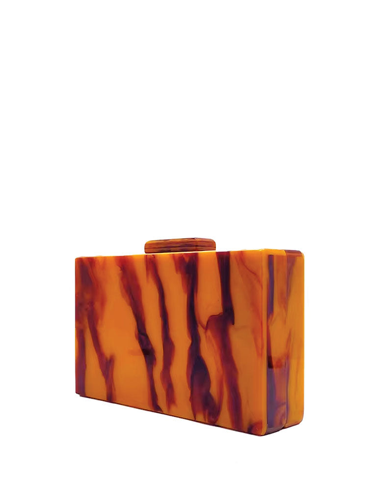 Rectangular Acrylic Clutch Bag, Smoky Orange