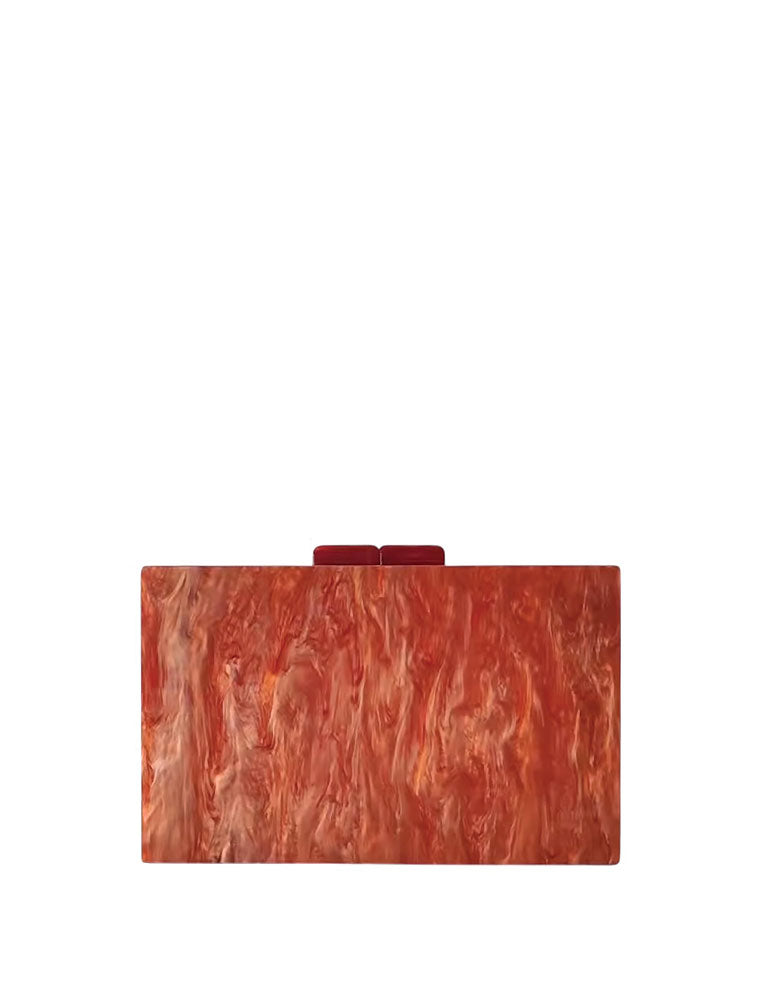 Rectangular Geometrical Design Acrylic Clutch Bag, Multicolor / Orange