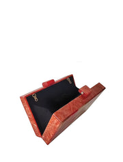 Rectangular Geometrical Design Acrylic Clutch Bag, Multicolor / Orange