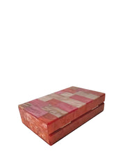 Rectangular Geometrical Design Acrylic Clutch Bag, Multicolor / Orange