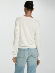 Solid Color V-Neck Jersey Sweater, Cream