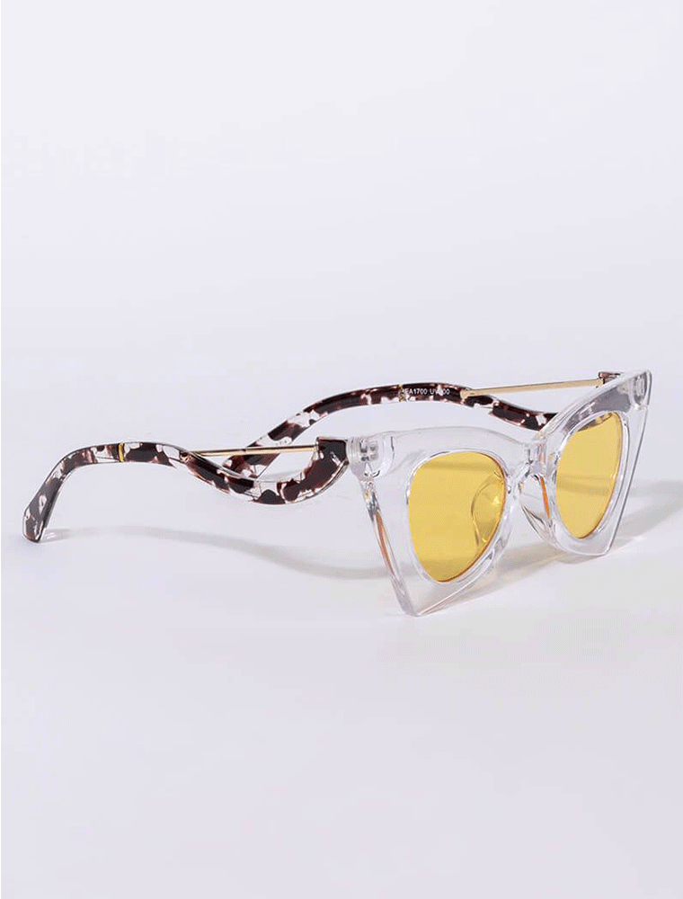 Plastic Cat-Eye Frame Sunglasses, Clear