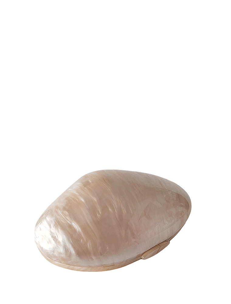 Evening Acrylic Clutch Bag, Pearl Beige