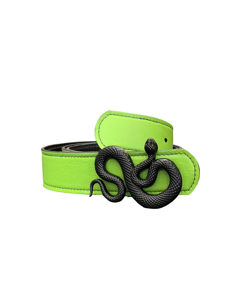 PEcado "Snake" Belt, Cowhide, Lime Green