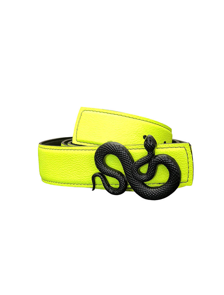 PEcado "Snake" Belt, Cowhide, Neon Green