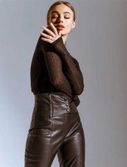 Women's Long Sleeve Sheer Top, Black