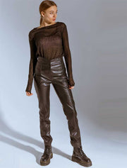 Women's Long Sleeve Sheer Top, Black