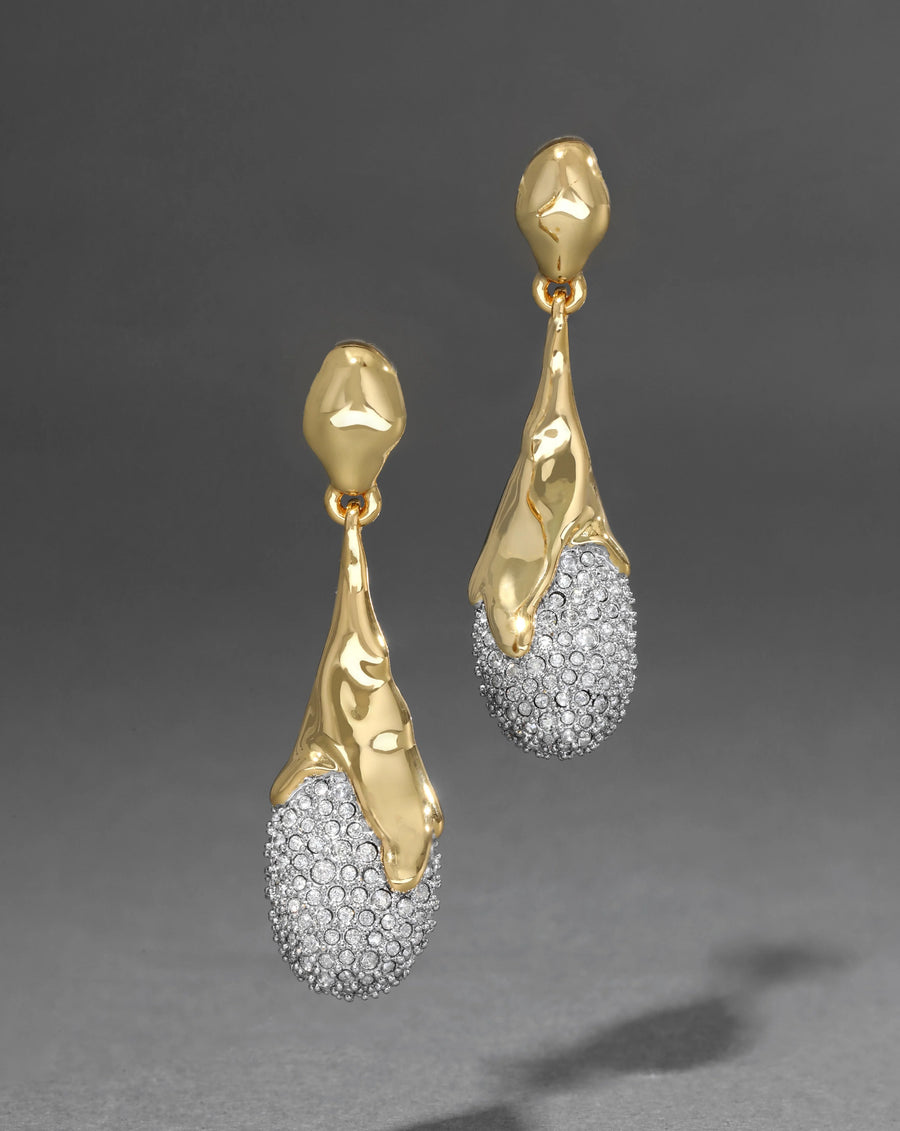 Solanales Crystal Teardrop Earrings, 14K Gold over Brass