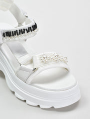Beaded Top Straps Casual Platform Sandals
