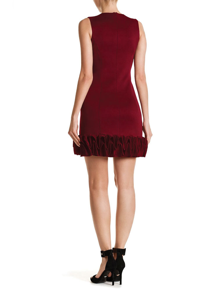 Bottom Ruffle Cocktail Dress, Dark Red
