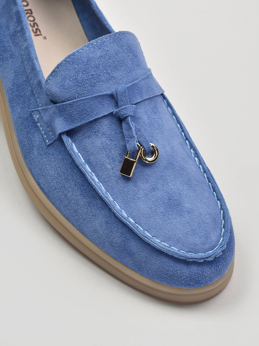 Classic Suede Loafers with Tassels, Sky Blue