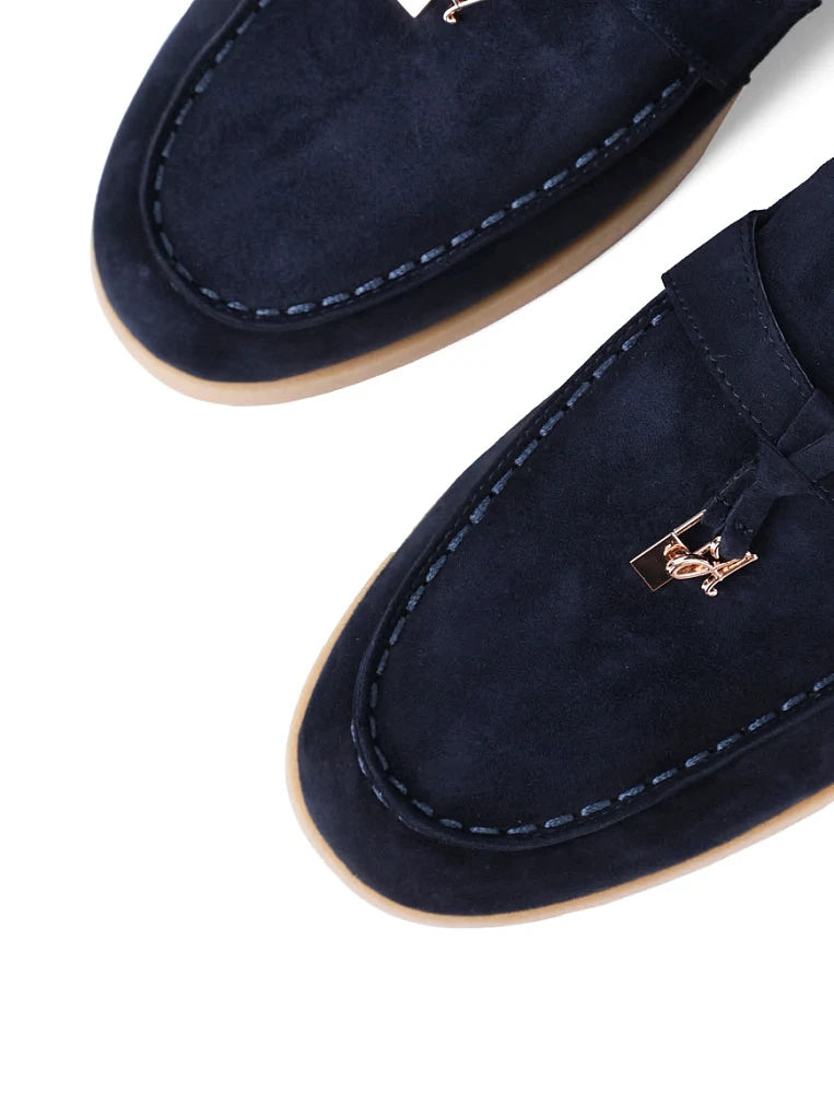 Classic Suede Loafers with Tassels, Navy