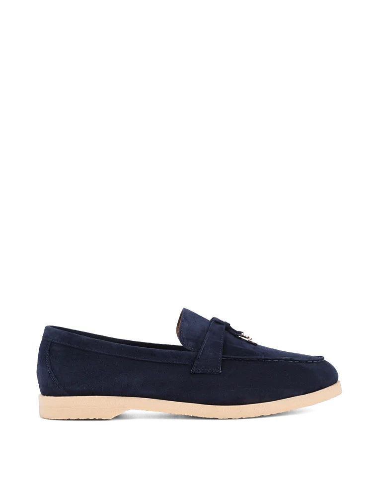 Classic Suede Loafers with Tassels, Navy