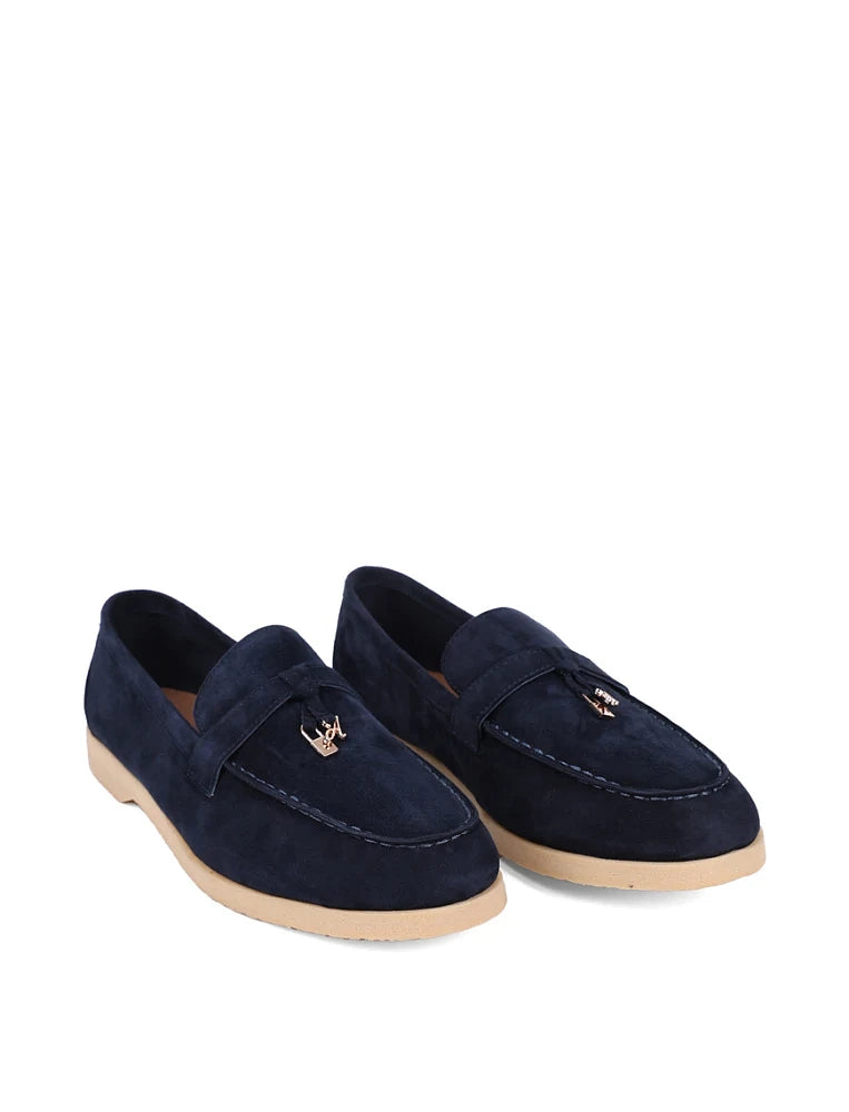 Classic Suede Loafers with Tassels, Navy