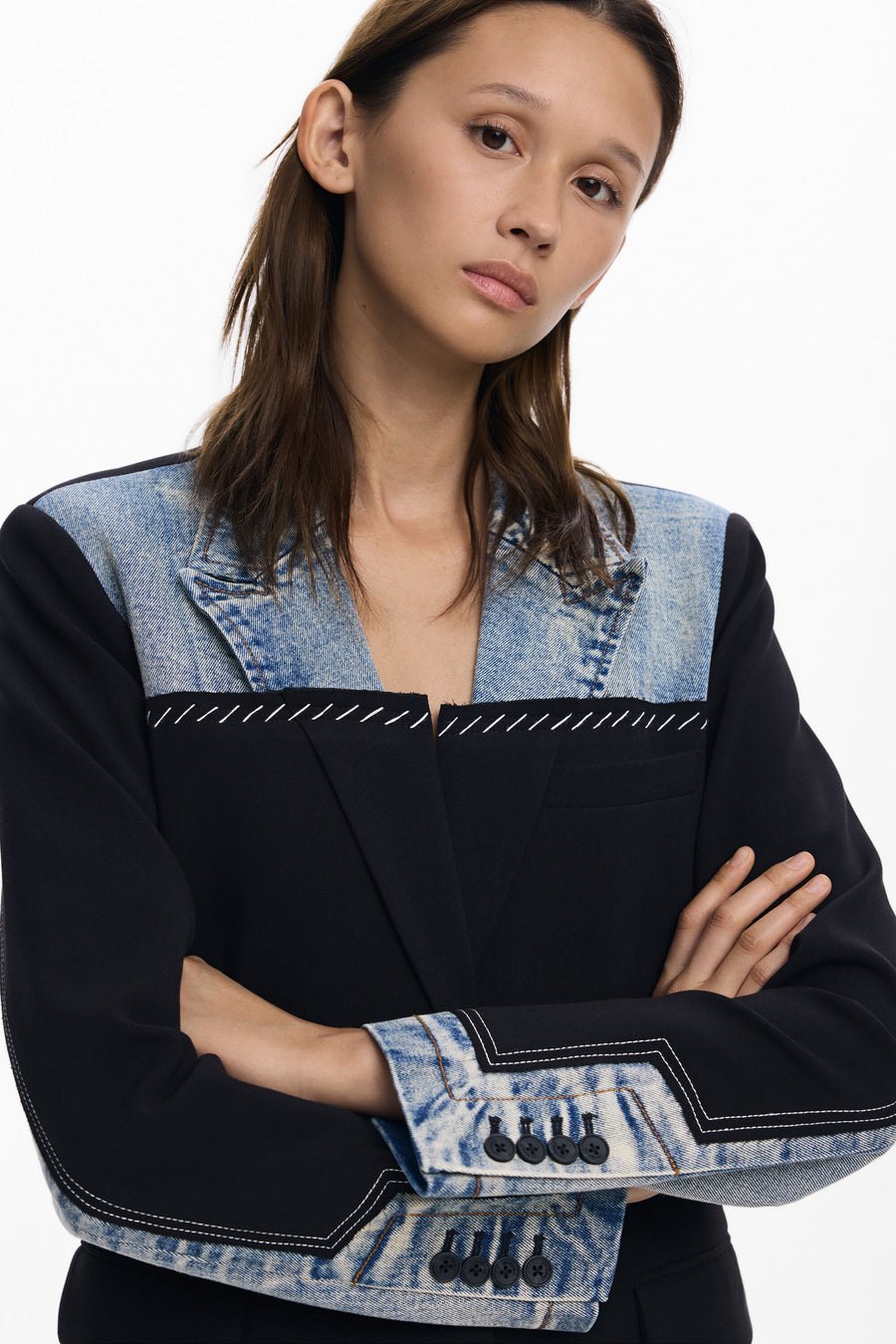 Denim Deconstructed Blazer, Black