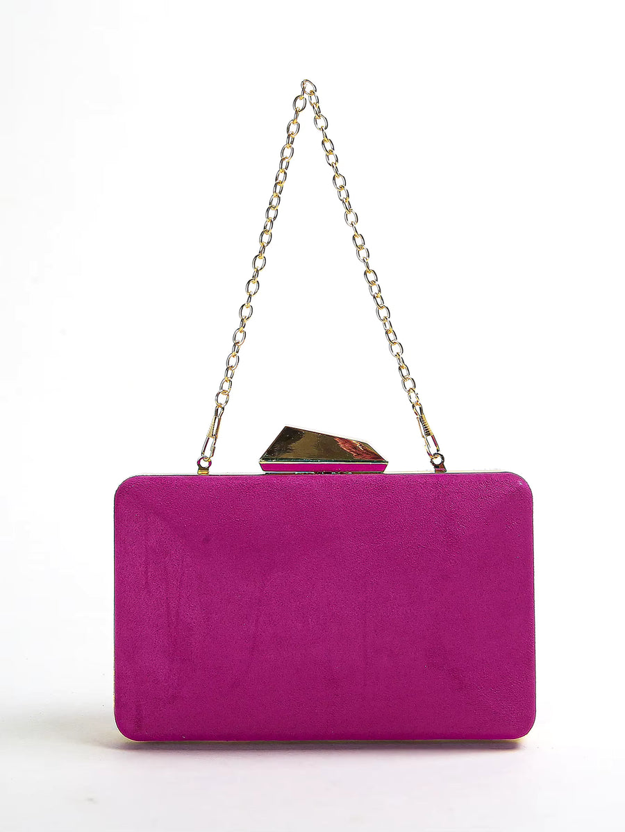 Framed Sculptural Clutch Bag, Fuchsia