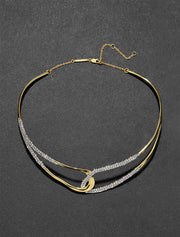 Freeform Pavé Intertwined Collar Necklace, 14K Yellow Gold Plated