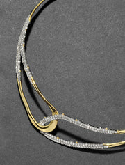 Freeform Pavé Intertwined Collar Necklace, 14K Yellow Gold Plated