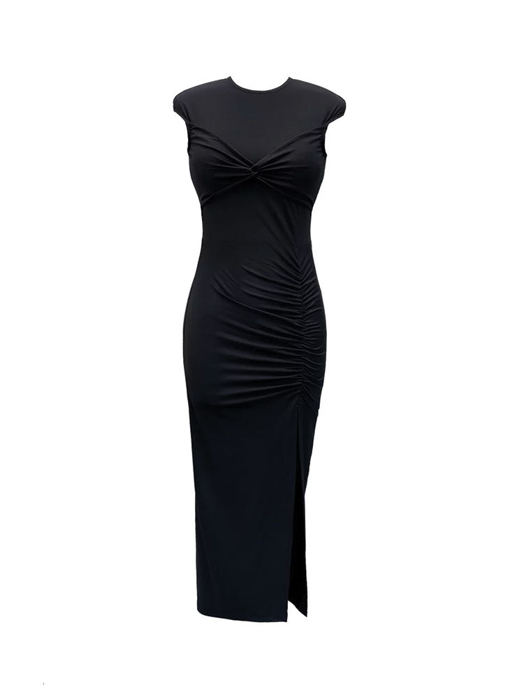 Front Twist Midi Dress, Black