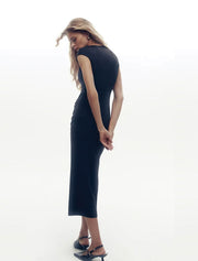 Front Twist Midi Dress, Black