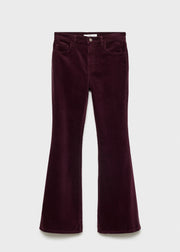 Full Length Flared Corduroy Pants, Burgundy