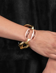 Liquid Lucite Gold Link Bracelet, 14K Yellow Gold Plated
