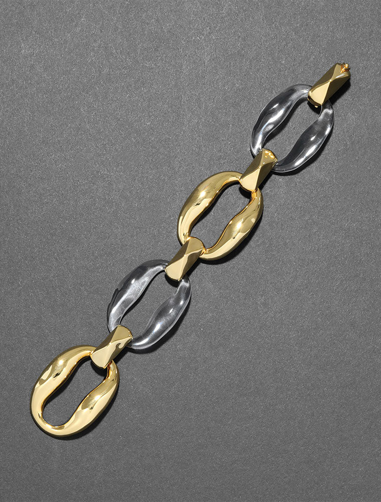 Liquid Lucite Gold Link Bracelet, 14K Yellow Gold Plated