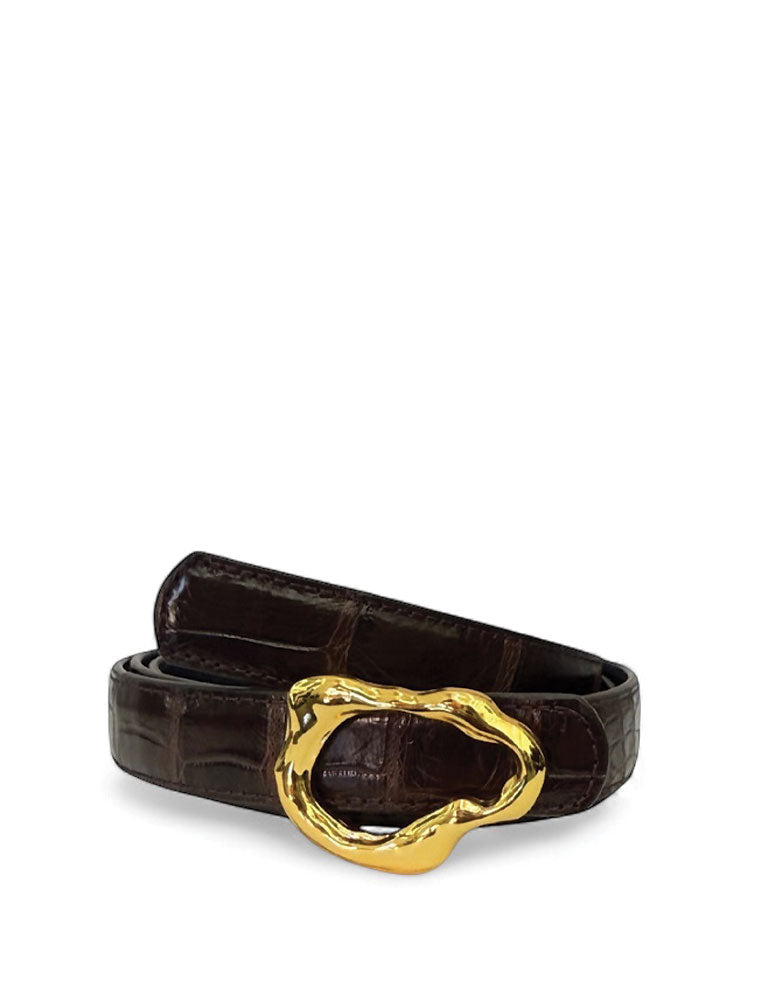PEcado "Abstract" Belt, Genuine Alligator, Brown
