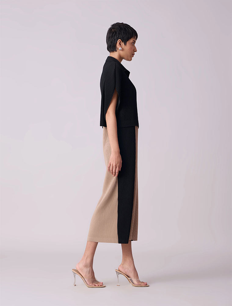 Josie Dual Color Dress, Black / Beige