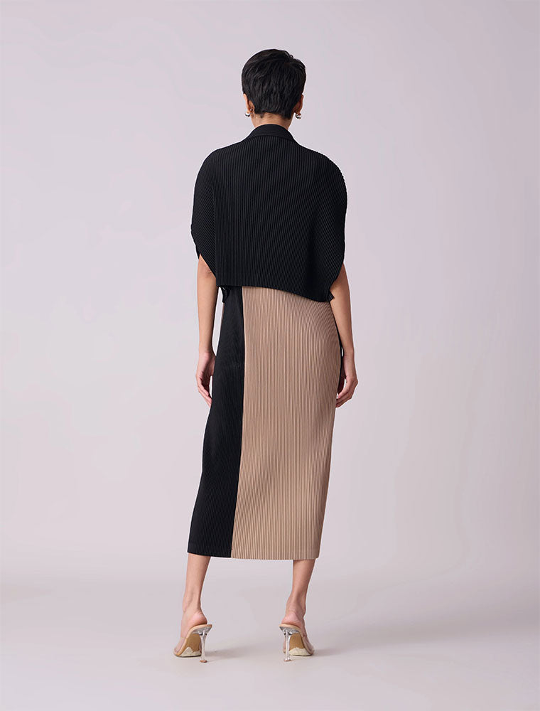 Josie Dual Color Dress, Black / Beige