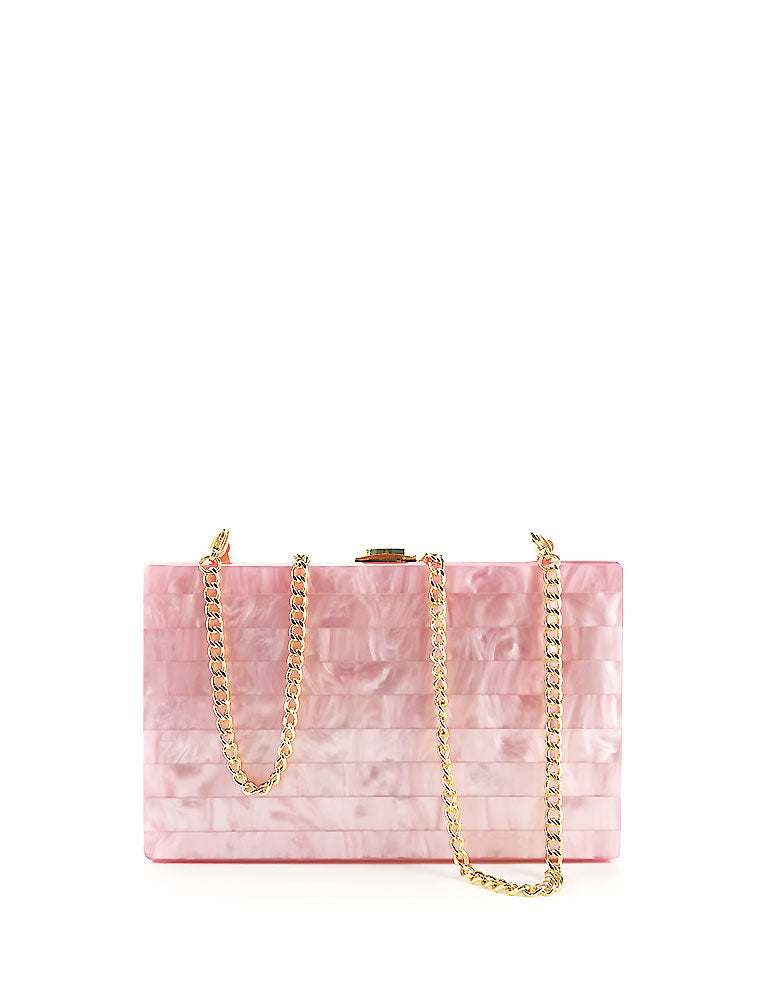 Rectangular Acrylic Clutch Bag, Pearl Pink