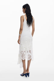 Santorini Crochet Midi Dress, Off-white