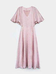 Short Loose Sleeve V-Neck Dress, Soft Pink