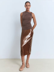 Sleeveless Top with Jewel Detail, Smoky Taupe