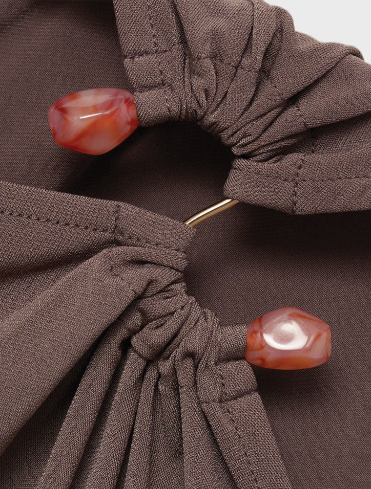 Sleeveless Top with Jewel Detail, Smoky Taupe