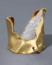 Solanales Crystal Folded Cuff Bracelet, 14K Gold over Brass