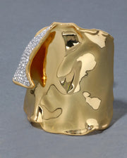 Solanales Crystal Folded Cuff Bracelet, 14K Gold over Brass