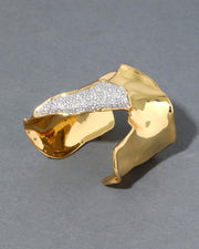 Solanales Crystal Folded Cuff Bracelet, 14K Gold over Brass