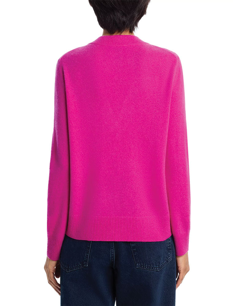 Solid Color V-Neck Cashmere Sweater, Fuchsia
