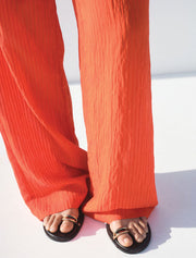 Textured Relaxed Pants, Orange