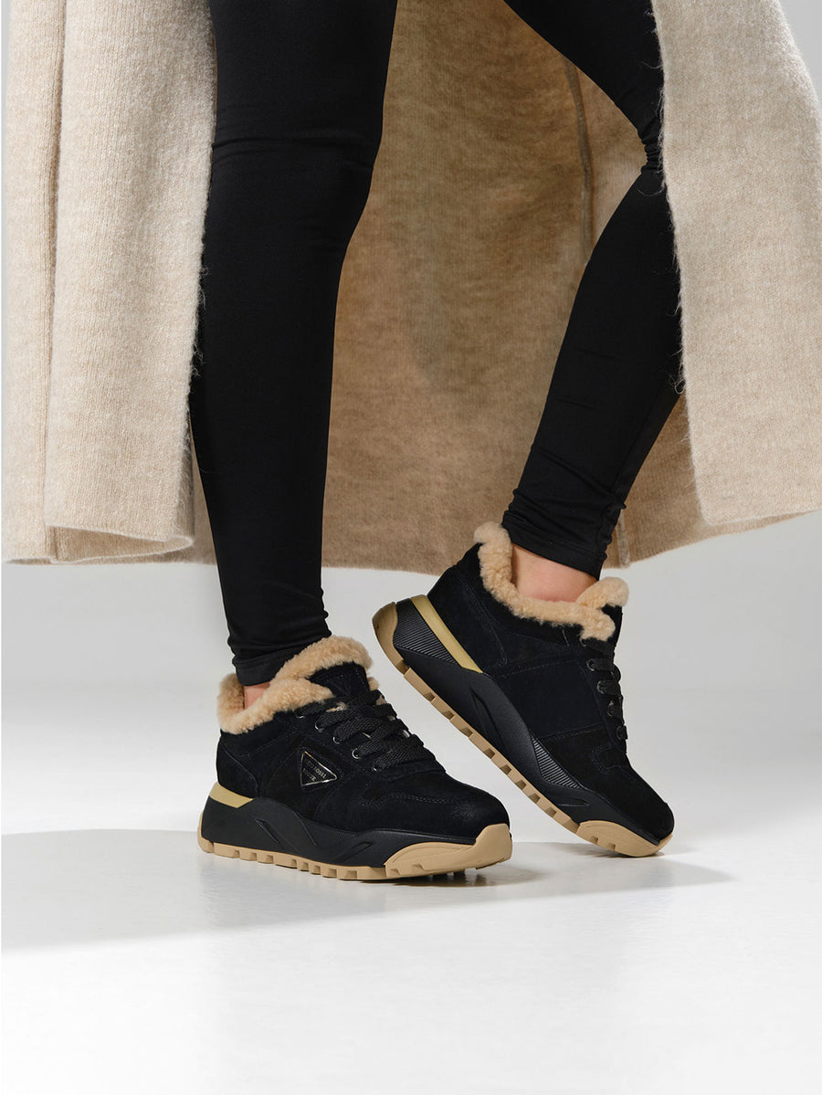 Winter Suede Sneakers, Multicolor Black