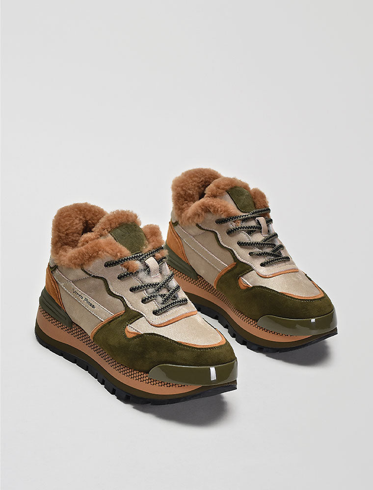 Winter Suede Sneakers, Multicolor Green