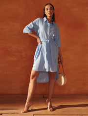 Women's Button Down Shirt Dress, Blue